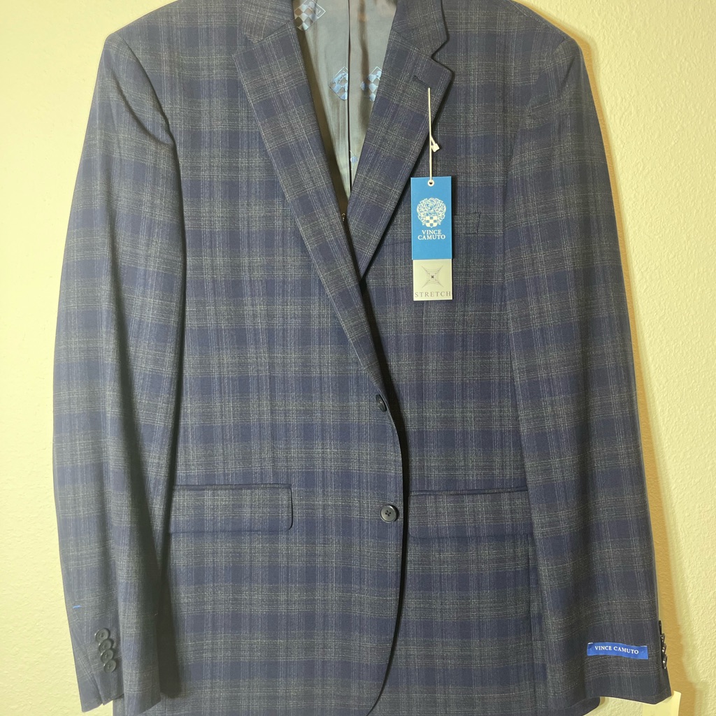 Vince Camuto Navy Plaid Men's Blazer New With Tags